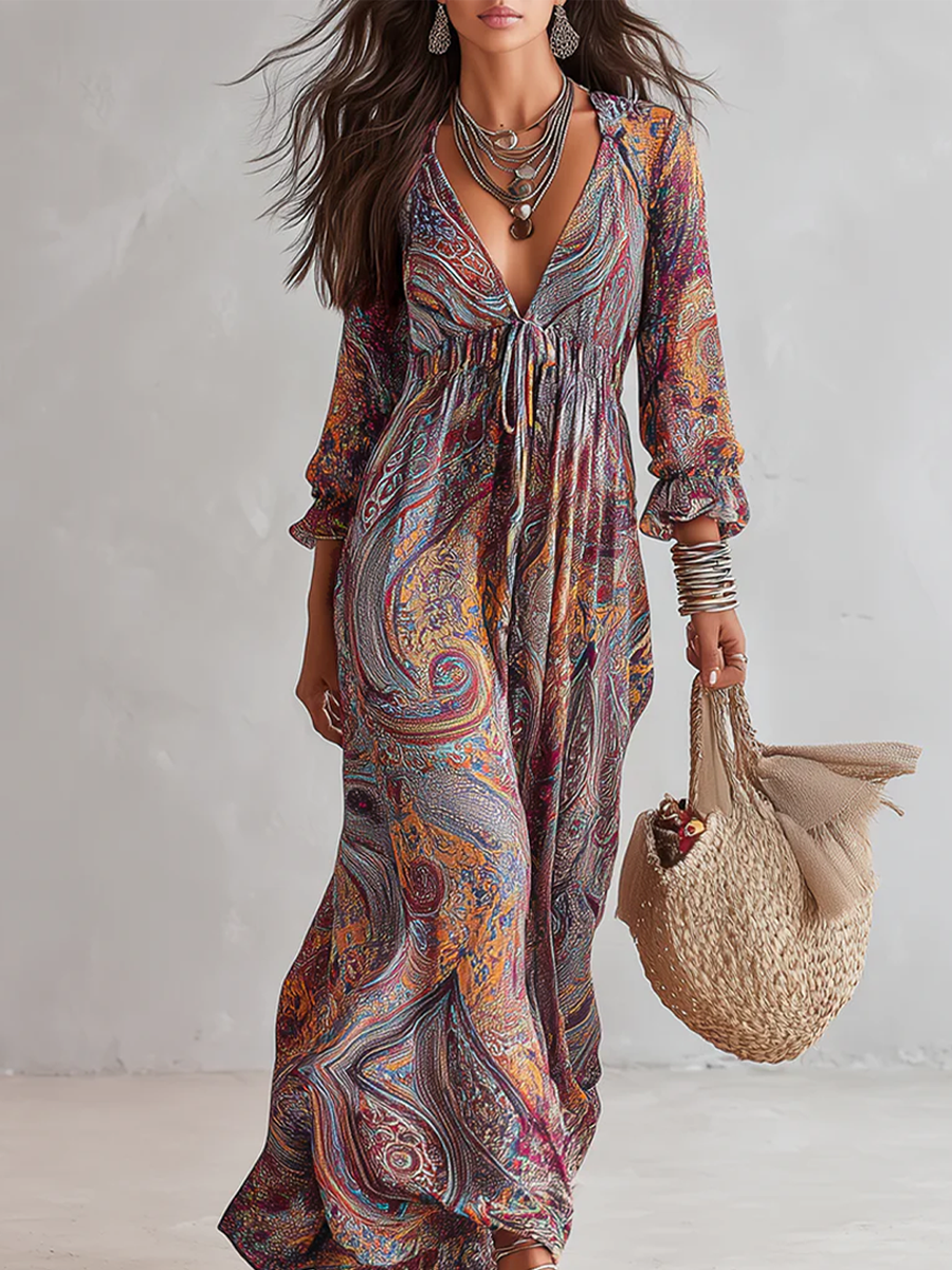 Arabella | Abito paisley con scollo a V