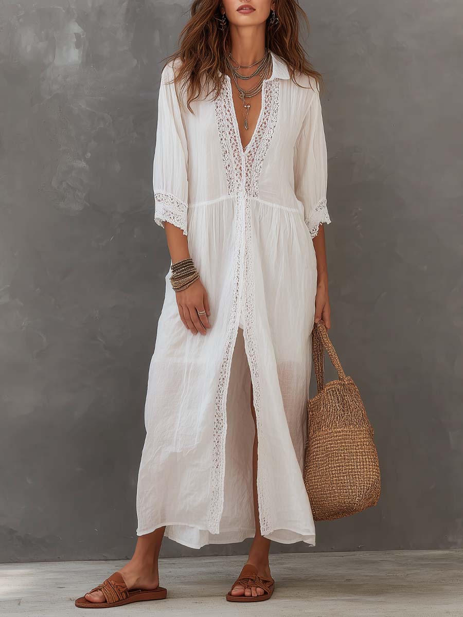 Ornella | Camiciadress midi con pizzo