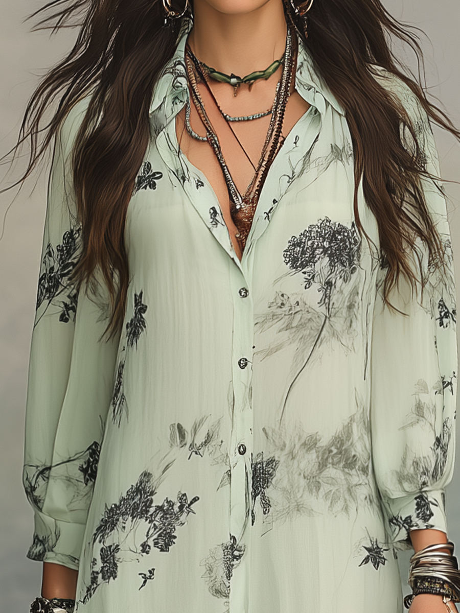 Perla | Abito maxi botanico