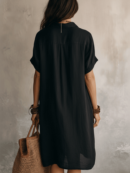 Valentina | Abito midi nero in lino