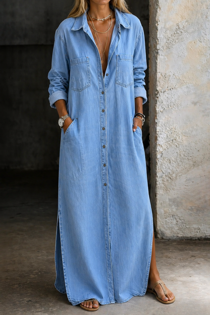 Christina | Abito in denim con bottoni