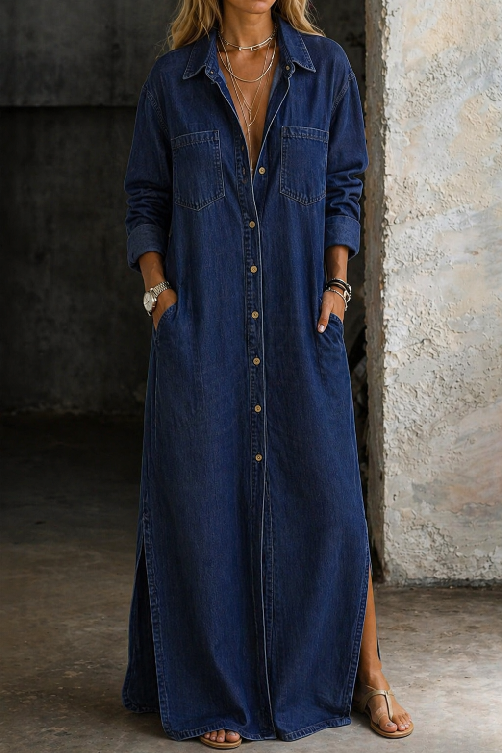 Christina | Abito in denim con bottoni
