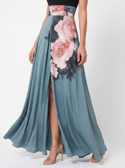 Fiorella | Abito Maxi Floreale con Corpetto Halter