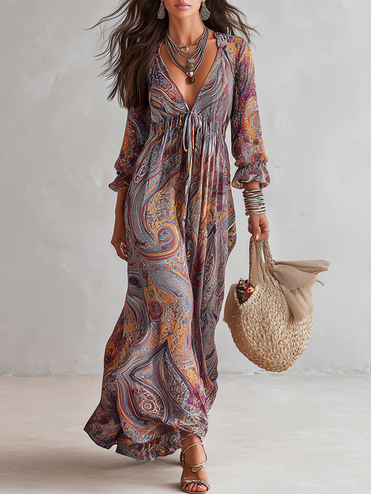 Arabella | Abito paisley con scollo a V