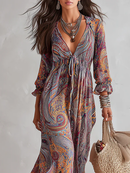 Arabella | Abito paisley con scollo a V