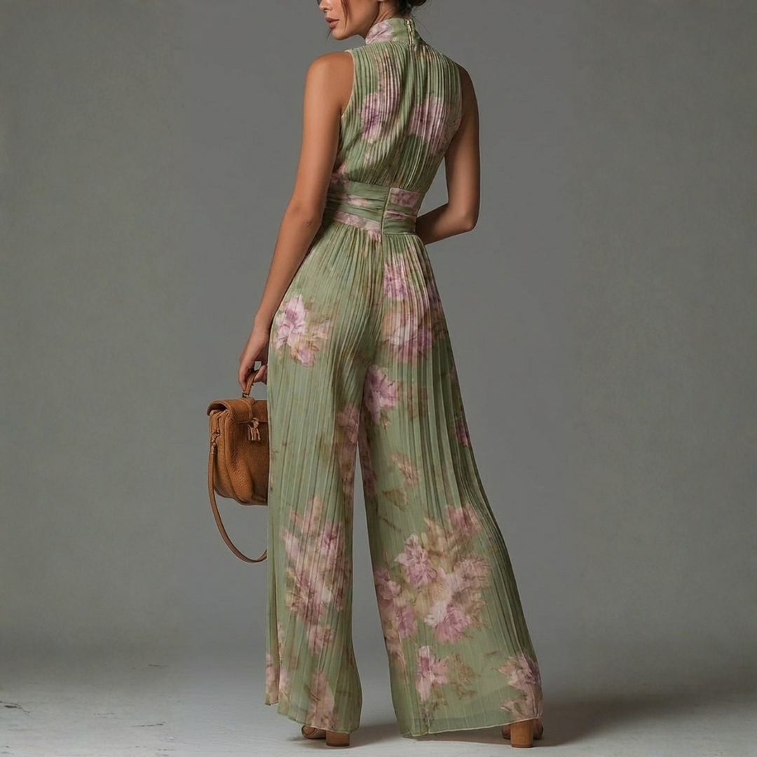 Natalina | Pleated Floral Chiffon Jumpsuit