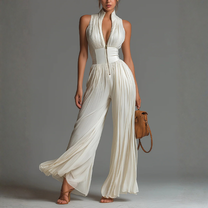 Natalina | Pleated Floral Chiffon Jumpsuit