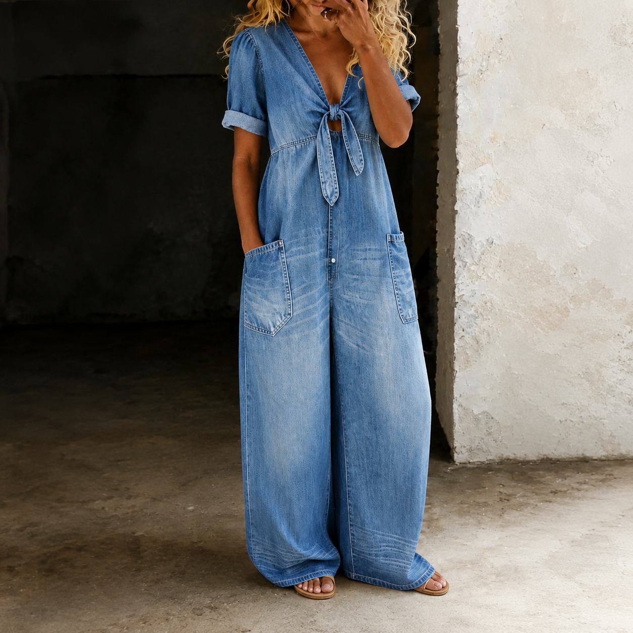 Mirela | Tuta Denim a Gamba Larga