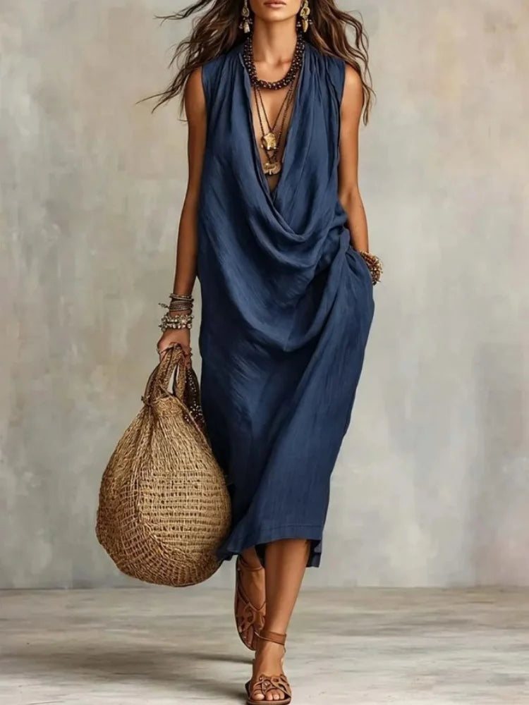Nora | Elegante abito in cotone e lino