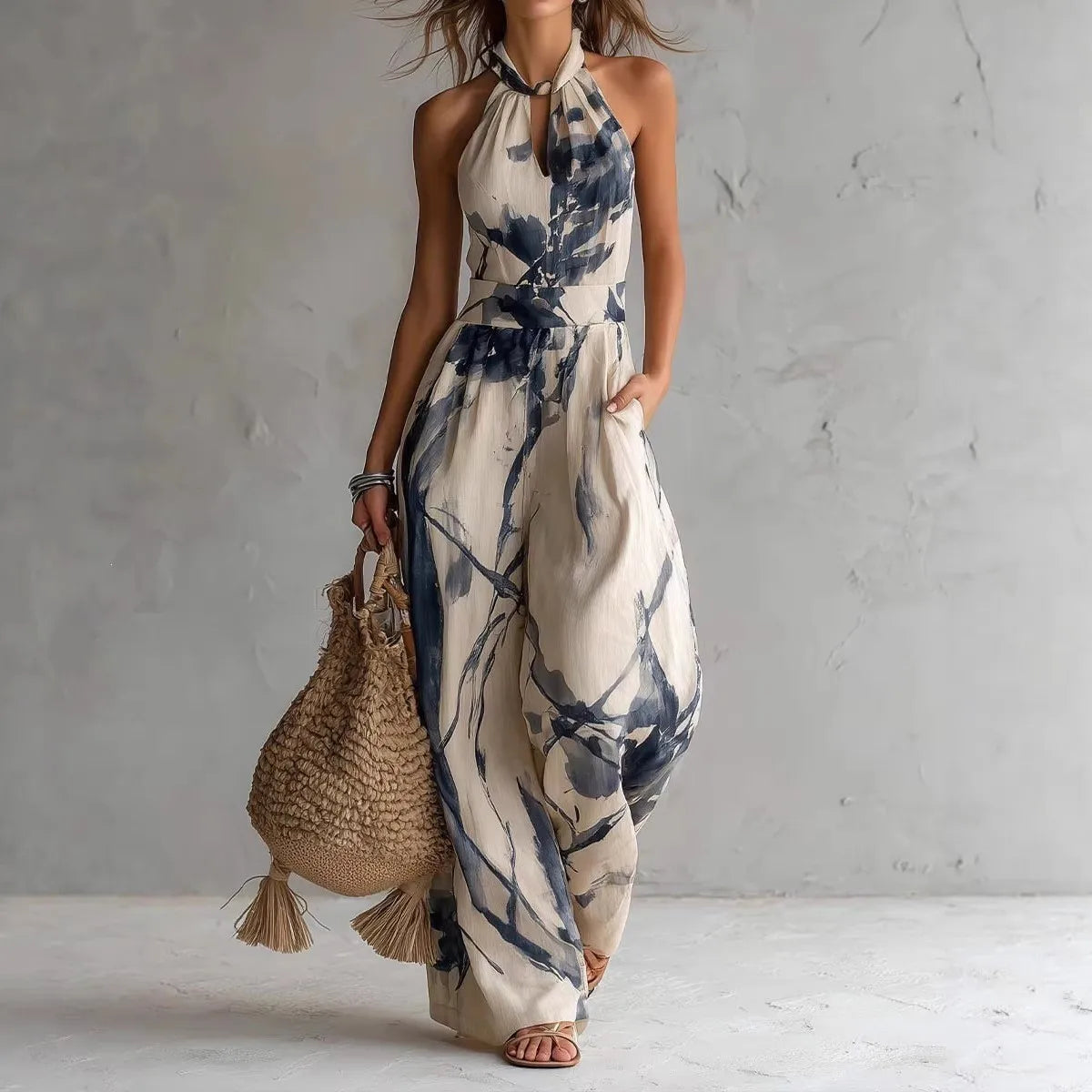 Clarissa | Tuta Elegante con Stampa Artistica