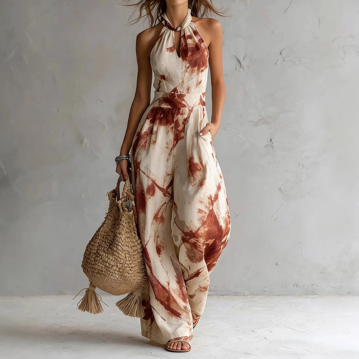 Clarissa | Tuta Elegante con Stampa Artistica