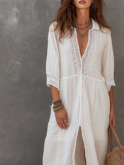 Ornella | Camiciadress midi con pizzo