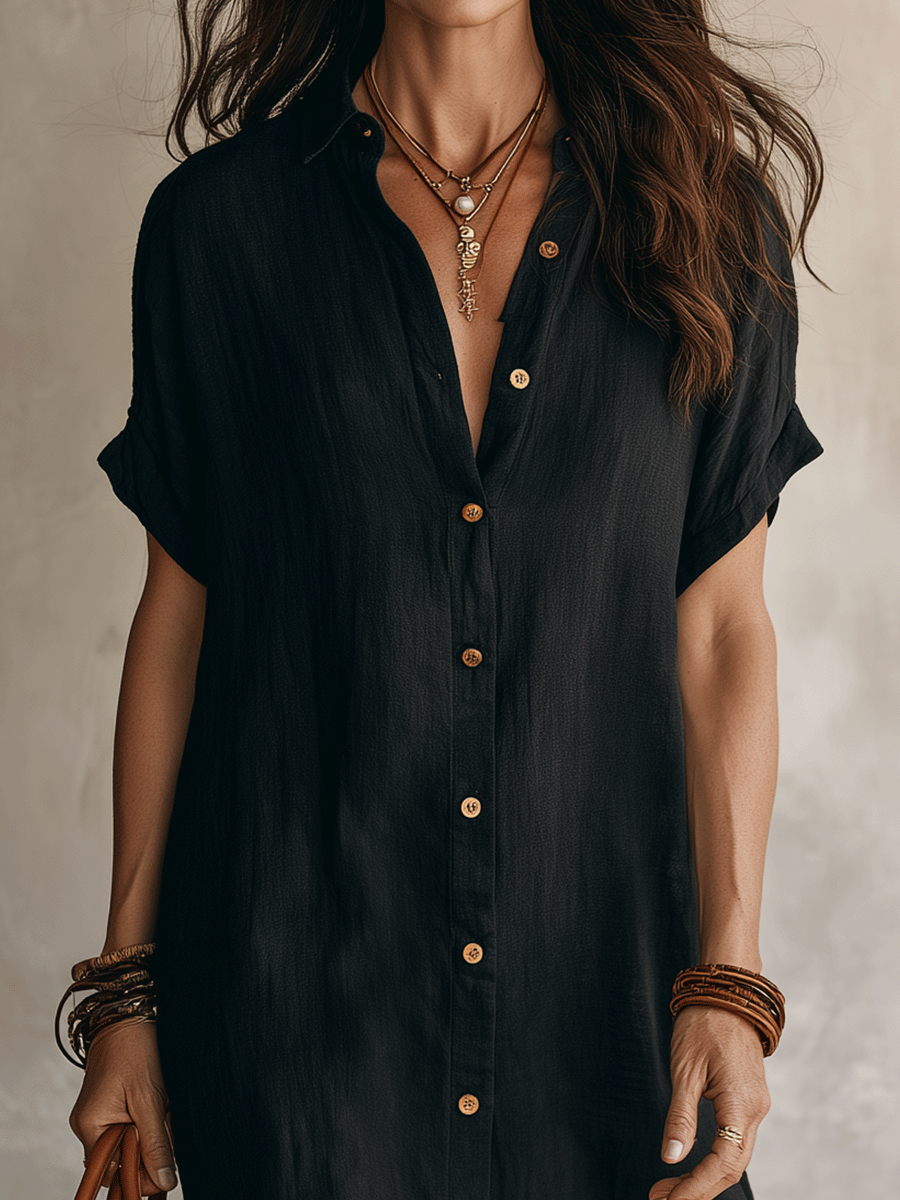 Valentina | Abito midi nero in lino
