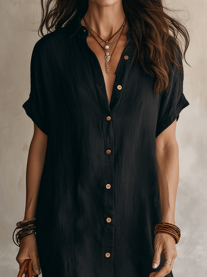 Valentina | Abito midi nero in lino