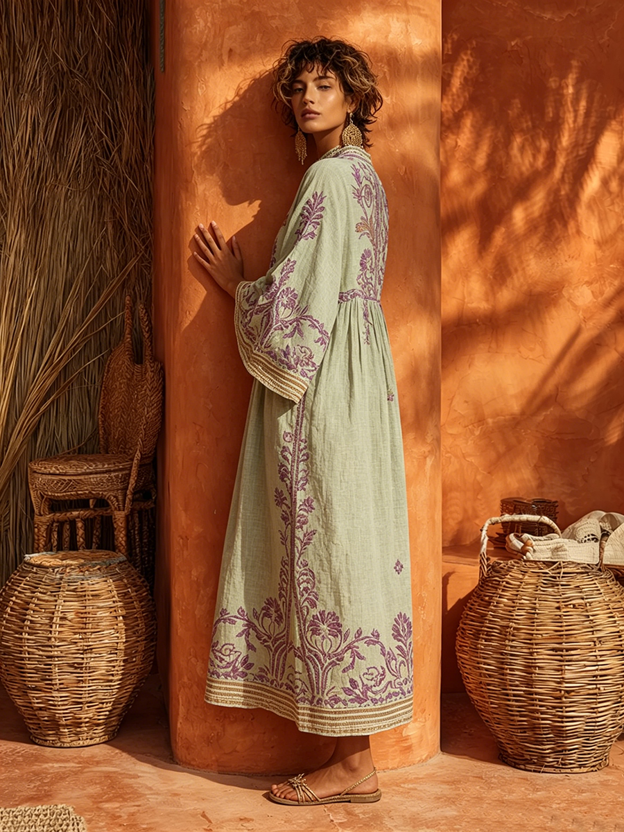 Silvia | Abito boho ricamato dal fascino mediterraneo