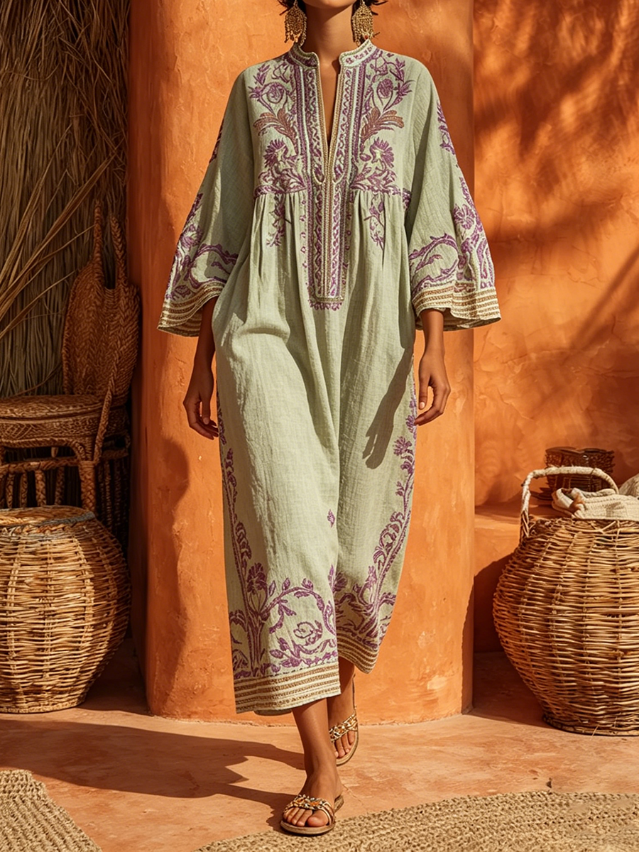 Silvia | Abito boho ricamato dal fascino mediterraneo