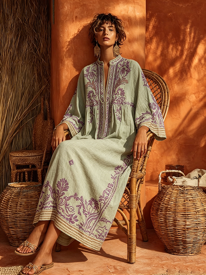 Silvia | Abito boho ricamato dal fascino mediterraneo