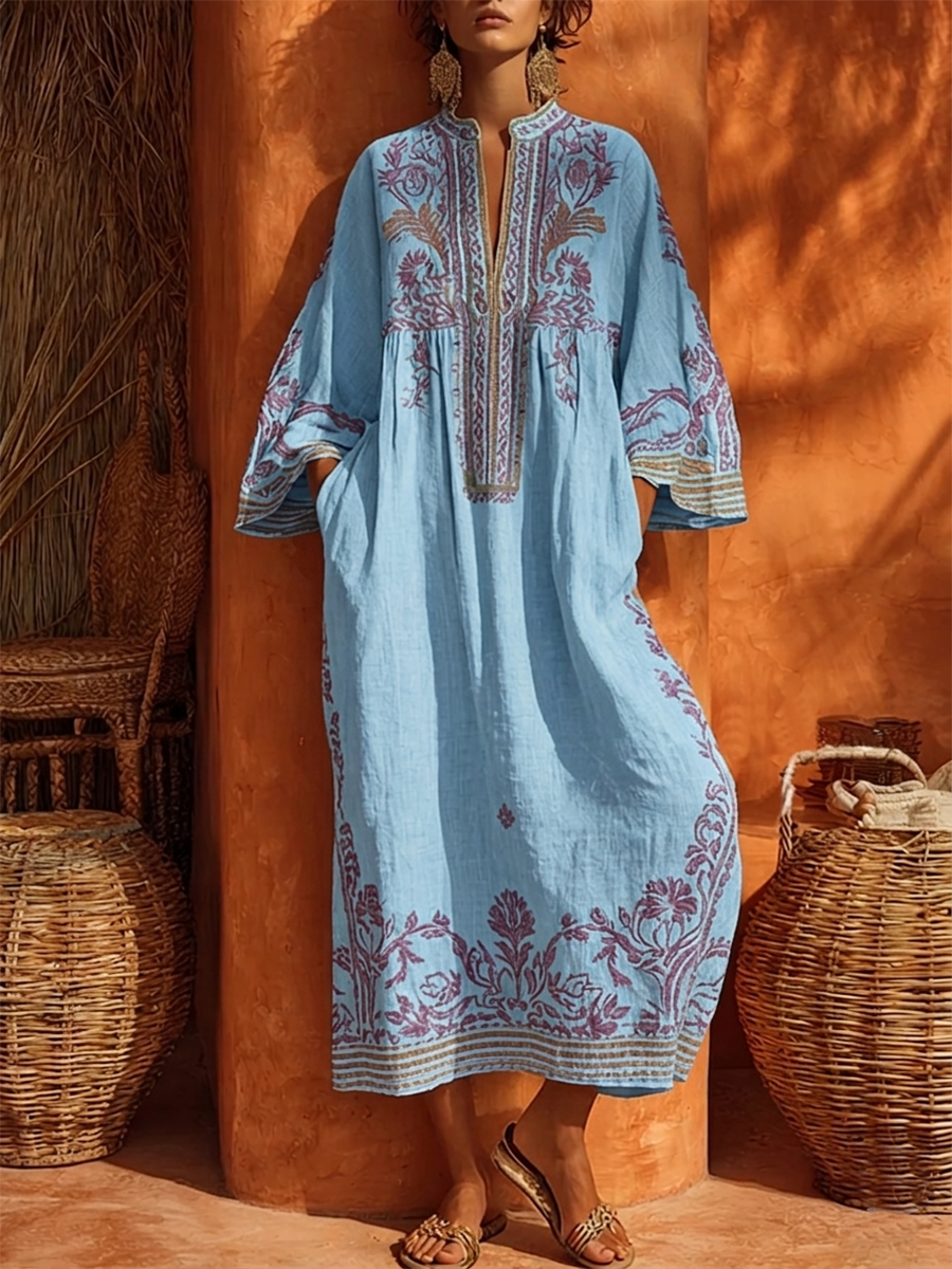 Silvia | Abito boho ricamato dal fascino mediterraneo