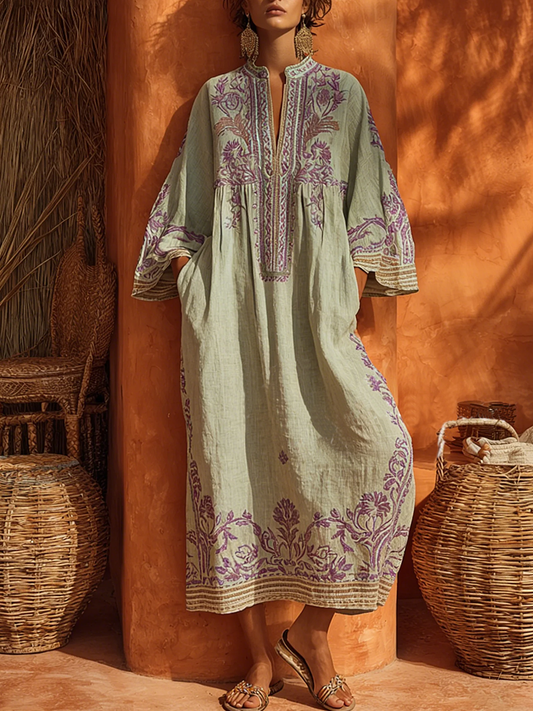 Silvia | Abito boho ricamato dal fascino mediterraneo